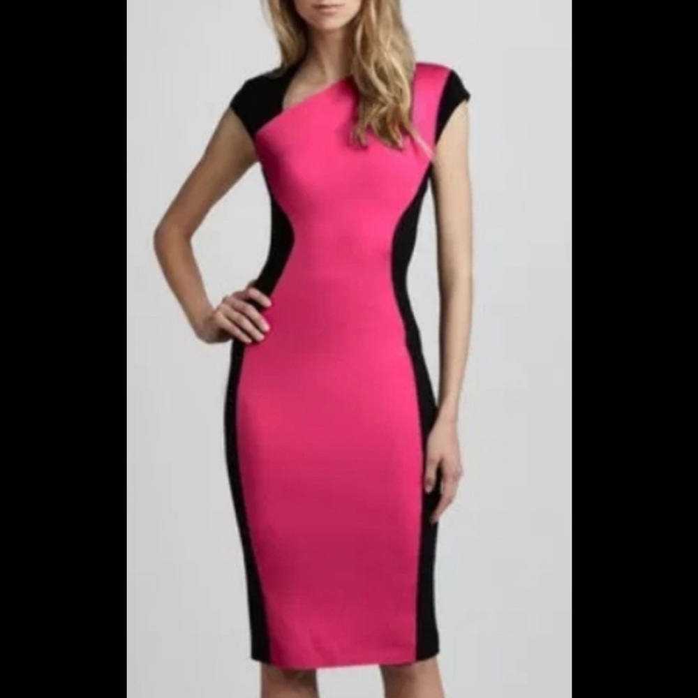 French connection pink/black jubilee jersey dress.